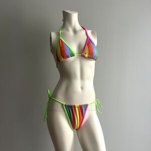 Bikini Women's Size Medium Rainbow Colorful Summer Beach Wear Swimsuit